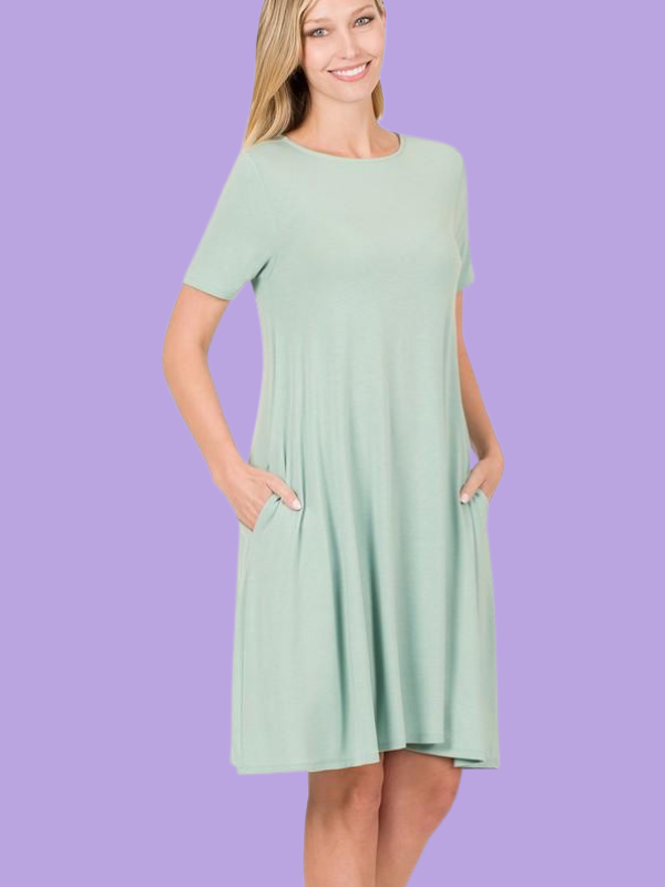 Short sleeve swing sales dress with pockets