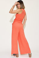 Basic Full Size Ribbed Tank and Wide Leg Pants Set