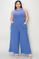 Basic Full Size Ribbed Tank and Wide Leg Pants Set