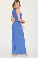 Basic Full Size Ribbed Tank and Wide Leg Pants Set