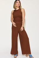 Basic Full Size Ribbed Tank and Wide Leg Pants Set