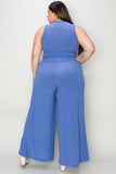 Basic Full Size Ribbed Tank and Wide Leg Pants Set