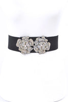 Rhinestone Flower Iconic Elastic Belt