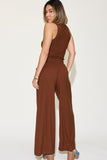 Basic Full Size Ribbed Tank and Wide Leg Pants Set