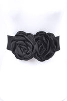 Satin Double Flower Elastic Belt