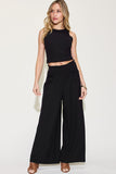 Basic Full Size Ribbed Tank and Wide Leg Pants Set