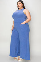 Basic Full Size Ribbed Tank and Wide Leg Pants Set