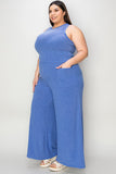 Basic Full Size Ribbed Tank and Wide Leg Pants Set