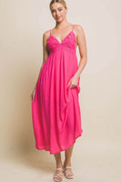 Flower Design Spaghetti Strap MidiDress