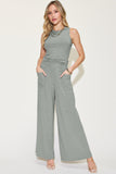 Basic Full Size Ribbed Tank and Wide Leg Pants Set