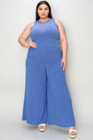 Basic Full Size Ribbed Tank and Wide Leg Pants Set