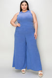 Basic Full Size Ribbed Tank and Wide Leg Pants Set