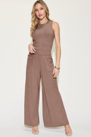 Basic Full Size Ribbed Tank and Wide Leg Pants Set