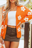 Flower Open Front Long Sleeve Cardigan