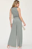 Basic Full Size Ribbed Tank and Wide Leg Pants Set