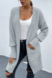 Open Front Dropped Shoulder Pocketed Cardigan