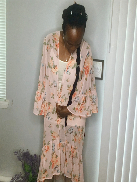 Ruffled Floral Kimono/ Cardigan - Lady Lavender Boutique LLC