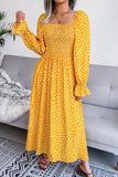 Printed Smocked Flounce Sleeve Maxi Dress