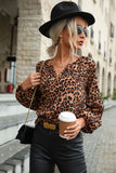 Leopard Lantern Sleeve Blouse Top