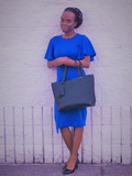 Ruffle Sleeve Dress Blue - Lady Lavender Boutique LLC