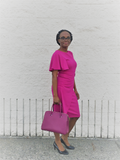 Ruffle Sleeve Dress Raspberry - Lady Lavender Boutique LLC